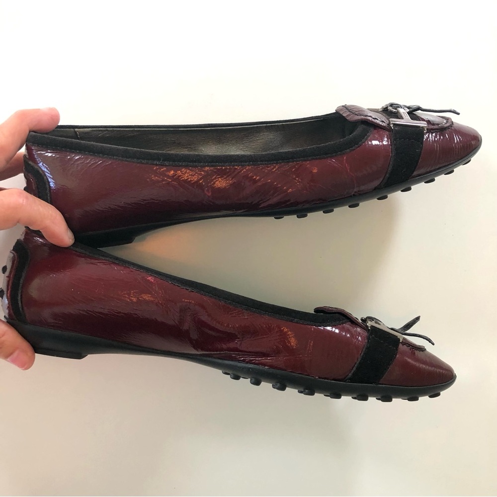 Tod’s Gommino Driving Loafers Burgundy Patent Leather 7.5 Italy - Picture 13 of 17